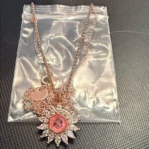 Rose Gold and Pink Gemstone Necklace